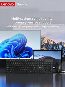 Lenovo 联想 KN220 无线键盘鼠标套装，2.4G 静音全尺寸 105 键人体工学办公键盘鼠标套装，1600DPI，适用于笔记本电脑和台式电脑。 - 查看 7