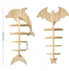 1-Piece Creative Solid Wood Dolphin/Bat Shaped Wall Storage Shelf, Multi-Layer Stylish Home Decor Display Rack, Vertical & Horizontal Mountable Bathroom Organizer, Ideal For Home Decoration & Display, Space-Saving Storage Essential, Perfect Gift For Family And Friends - 多款 - 查看 10