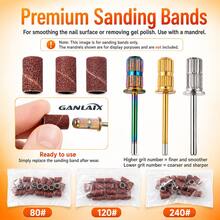 GANLAIX Professional Nail Care & Polishing Tool Kit, Includes 30pcs Nail Drill Bits + 3 Sets Sanding Bands, Complete Manicure & Pedicure Accessory Set With Zipper Storage Bag - Orange - View 3