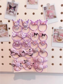 Miniso 发圈和弹性发绳套装 20 件装，柔软弹力，不伤发，尼龙材质，可爱 3D 造型，蝴蝶结爱心，不拉扯，轻便实用，易于使用，适合女性成人日常佩戴，学校聚会旅行礼物，包含马尾发圈和发绳。 - 樣式3 - 查看 5