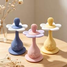 1 pezzo Dentaruolo in silicone a forma di fiore, giocattolo a sonagli con ventosa, giocattolo con ventosa per seggiolone, adatto come regalo per Ringraziamento, Ognissanti, Natale - Multicolore - Visualizzare 9