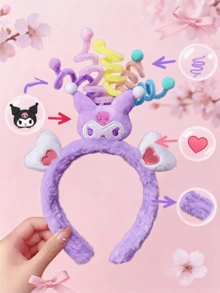 Miniso Plush Hair Hoop Headband With Spring Decor And Heart Embroidery Convenient For Skincare Makeup Face Washing Sheet Mask Daily Wear Party Cosplay Photoshoot Travel Home Office Gift Practical Versatile For Multiple Uses Hair Wrap - Style2 - View 3