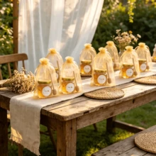 Mini Hexagon Glass Jars, 10/20/30/50pcs Set, Decorated With Ursa Major And Bee Patterns, 1.52oz/45ml Capacity, Suitable For Honey, Jam, Candy, With Gold Lids. Suitable For Daily Home Use And Outdoor Picnics. - View 3