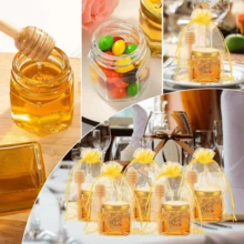 Mini Hexagon Glass Jars, 10/20/30/50pcs Set, Decorated With Ursa Major And Bee Patterns, 1.52oz/45ml Capacity, Suitable For Honey, Jam, Candy, With Gold Lids. Suitable For Daily Home Use And Outdoor Picnics. - View 4