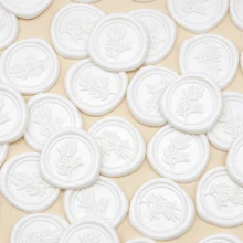 25 pegatinas de sello de cera blanca, adecuadas para sobres de invitaciones de boda, manualidades de cajas de regalo, sobres de tarjetas de Navidad - TD153 - Ver 2