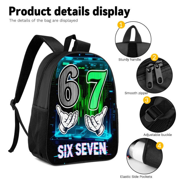 3pcs/Set Student Backpack, Messenger Bag, Pencil Case, Boys' Large Capacity Compartment Backpack, Back To School Supplies Storage, Travel Storage Bag, Suitable For School, Class, Outdoor Sports, Back To School Season - A - View 9