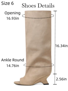 Women's Knee High Boots Wide Calf Square Toe Stiletto Heels Tall Boots Pull On Kitten High Heel Long Fashion Casual Cute Y2K Booties - 杏色a - 查看 8