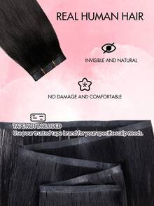 Extensiones de cabello humano sin costuras invisibles con cinta, sin pegamento, paquetes de cabello humano PU ligeros color beige, mechones de cabello natural realistas, suministro de salón, cabello liso natural, adecuado para mujeres, 12-20 pulgadas, calidad de salón - Multicolor - Ver 5