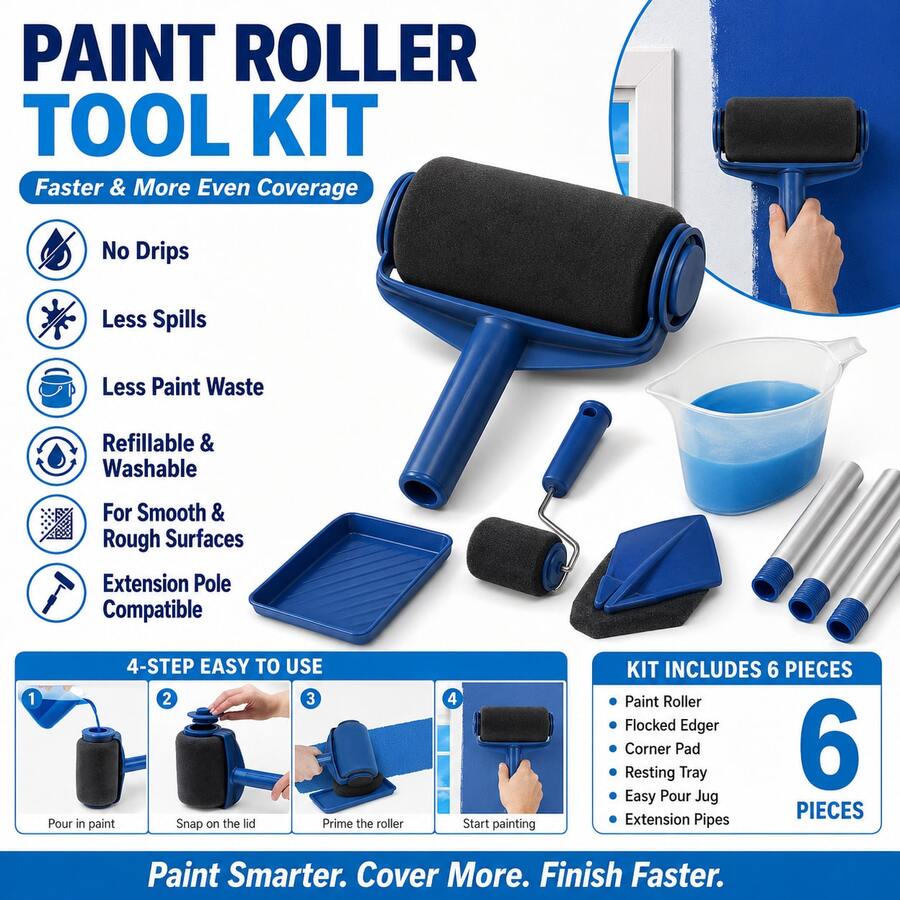 Home DIY Paint Roller Brush Set - Multi-Functional Wall Painting, Yard And Indoor Multi-Scenario Painting And Organizing - 1PC - View 1