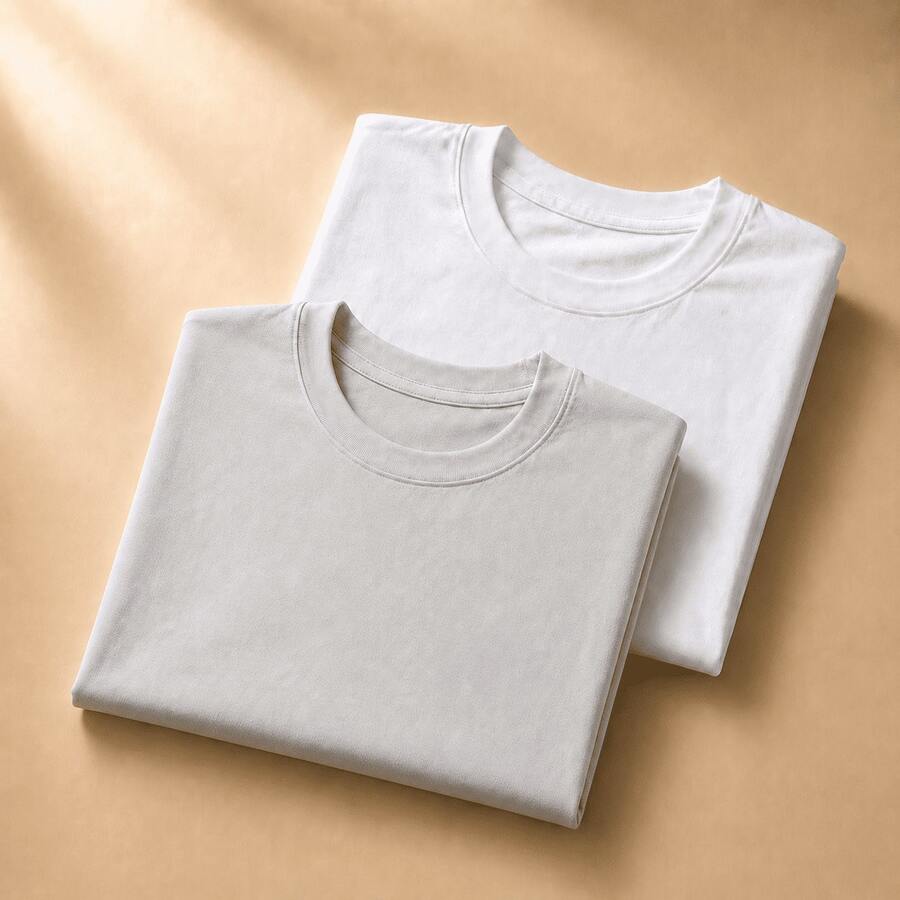 Set Of 2 Short-Sleeve Egyptian Cotton T-Shirts - White and Silver - View 1