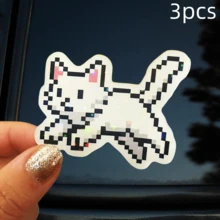 Pixel White Cat Sticker, Cute Aesthetic Sticker, Used To Express "I'm In A Soft And Cute Cat Mood Today", Waterproof Vinyl Sticker - Durable Smooth Surface, Self-Adhesive Bumper Sticker, Suitable For Cars, Windows, Laptops, Trucks, Water Bottles - Multipurpose Durable Design, Car Decal - Vinyl - View 12
