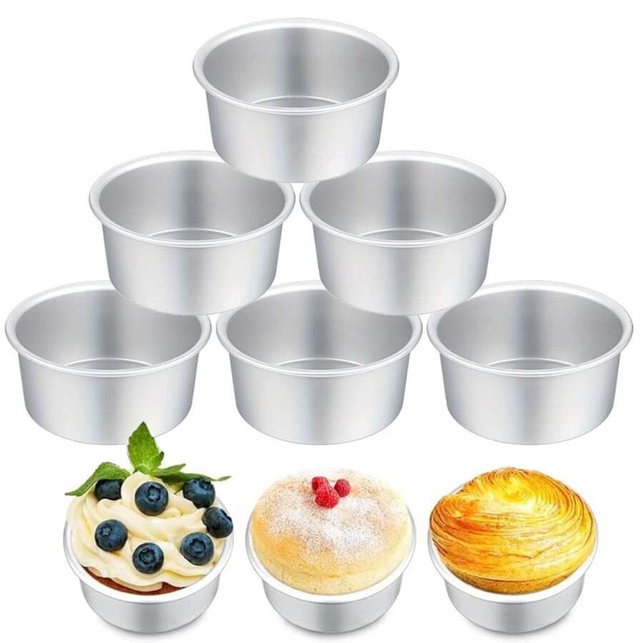 Khuôn bánh tròn bằng nhôm 4 inch với đáy có thể tháo rời, thiết kế dễ lấy bánh ra và bề mặt chống trầy xước – Hoàn hảo cho đám cưới, các ngày lễ và dụng cụ làm bánh tại nhà, cũng như khuôn bánh Giáng sinh và Ngày Valentine.