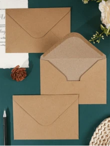 100pcs/50pcs C6 Plain Kraft Paper Envelopes, Natural Brown (114x162mm A6) - A - View 4