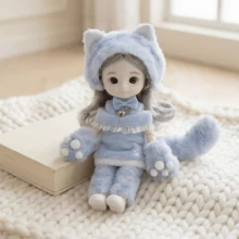 1pc 16cm Cute Posable Fashion Doll, Detachable & Interchangeable Clothes, Shoes & Accessories, Movable Joints, Expressive Plush Doll, Soft Doll Outfit, Creative Birthday Holiday Gift For Girls, Room Decor, Stress Relief Collectible Art Doll, DIY Dress-Up Toy - Multicolor - View 9