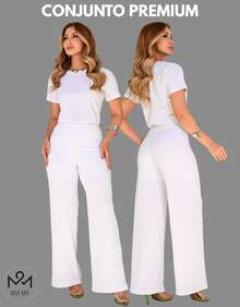 Women's Set: Loose-Fitting Pants And Short-Sleeved Blouse - Elegant, Casual, Perfect For Parties, Office, Or Work - Versatile - White - View 5