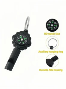 1pc 3-In-1 Outdoor Survival Whistle Compass Keychain, Durable Multi-Function For Hiking Camping Exploration - Multicolor - View 7