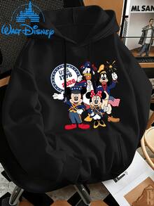 Disney-Licensed 'Mickey Mouse House' Printed Hooded Hoodie, A Versatile And Loose-Fitting Top Suitable For Both Men And Women. This Street-Style Jacket Pairs Well With Various Outfits, Making It Ideal For Spring/Autumn Wear Or Casual Sports Activitie - màu đen - Xem 1
