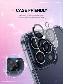 6pcs/Set High Definition 9H Tempered Glass Lens Film, Effective Lens Protection Against Drops And Cracks, Compatible With IPhone 17 Pro Max, 17 Pro, 17 Air, 17, 16, 16 Pro Max, 15 Pro Max, 15 Plus, 14 Pro Max, 14 Pro, 13 And More Models - White - View 2