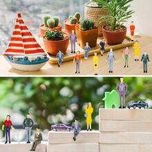 14pcs 1:30 Scale Mini Figures Set - Colorful Characters, Dollhouse Decor And Train Model, For Fairy Garden, Architectural Diorama Scenes, Garden Decoration And Photography Props - Multicolor - View 7