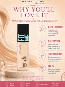 Maybelline 美寶蓮 Soft Matte 防曬粉底液 #110，5/30ml，長效滋養，3合1，自然觸感，霧面無瑕妝效，適合油性肌膚 - 柔霧版110 - 查看 8