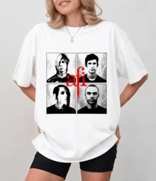 A-F-I Vintage Punk T-Shirt With A Four-Panel Photo Of The Band, Unisex Relaxed Fit - White - View 10