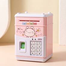 Hucha con sensor de huella dactilar realista, caja de contraseña automática para rodar dinero, regalo de cumpleaños - Rosa Pálido - Ver 1