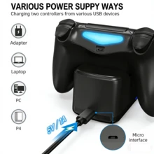 P4 Controller Charging Dock With Bottom RGB Ambient Light, 2-Hour Fast Charging, Compatible With P4 Charging Station, LED Indicator, Dual USB Charging Ports For P4/P4 Slim/P4 Pro Charger - 查看 6