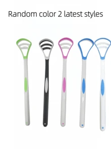 Bộ 3 cái/1 cái. Dụng cụ làm sạch lưỡi này được thiết kế để loại bỏ hiệu quả vi khuẩn, cặn thức ăn và các chất gây mùi hôi trên bề mặt lưỡi. Như hình ảnh so sánh cho thấy, nó có thể làm sạch lưỡi bẩn, giúp lưỡi sạch sẽ và khỏe mạnh, cải thiện đáng kể sức khỏe răng miệng và giảm mùi hôi. - Nhiều màu - Xem 10