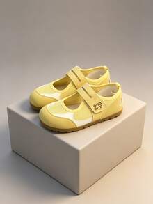 Children's Breathable Mesh Mary Jane Flat Shoes, Lightweight Summer Casual Shoes With Adjustable Strap, Non-Slip Soft Sole, Toe Protection And Quick-Drying Upper, Suitable For Outdoor Play And Daily Wear - Yellow - View 1