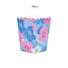 10個/20個/50個 夏威夷木槿花爆米花紙盒，3.14" X 2.36" X 4.3" 藍色花卉紙製零食容器，印有粉色與白色木槿花圖案的爆米花盒，熱帶盧奧派對、主題派對、電影之夜、節日、活動用品 男女適用 - 彩色 - 查看 10