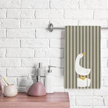 2pcs Green Striped Cute Goose Pattern Kitchen Towels, 40*60cm Soft Microfiber Material, Suitable For Home, Kitchen, Restaurant, Outdoor Camping, Tabletop Cleaning, Dish Drying, Hand Towel, Holiday Gift - Multicolor - View 8