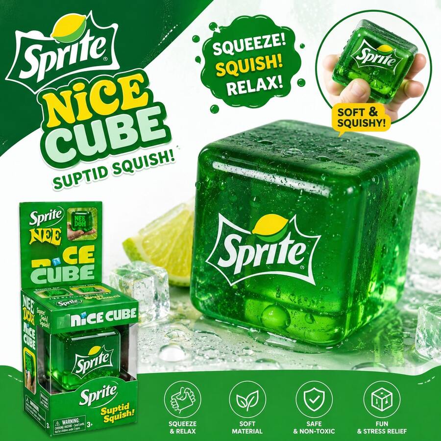 Green Soda & Red Cola Style Square Water Drop Squishy Toy, Ultra Soft Slow Rising TPR Fidget Toy, Portable Anxiety Stress Relief Toy, Ideal Birthday Christmas Holiday Gift - 綠色 - 查看 1