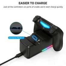 P4 Controller Charging Dock With Bottom RGB Ambient Light, 2-Hour Fast Charging, Compatible With P4 Charging Station, LED Indicator, Dual USB Charging Ports For P4/P4 Slim/P4 Pro Charger - 查看 7