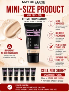 Maybelline 菲力特潤柔滑粉底液 SPF 25 #110 黃調白皙膚色，5/30毫升裝可選， - 美寶蓮FITME粉底液 水潤版110 - 查看 6