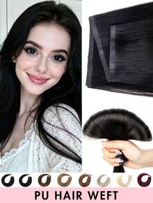 Extensiones de cabello humano sin costuras invisibles con cinta, sin pegamento, paquetes de cabello humano PU ligeros color beige, mechones de cabello natural realistas, suministro de salón, cabello liso natural, adecuado para mujeres, 12-20 pulgadas, calidad de salón - Multicolor - Ver 4