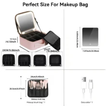 Mallette de maquillage de voyage éclairée par LED avec miroir, séparateurs réglables, boîte de rangement de cosmétiques grande capacité, peut ranger les rouges à lèvres, les pinceaux de maquillage, les soins de la peau, le téléphone, les pièces de monnaie, etc., sac de maquillage de voyage, miroir de maquillage, cadeau parfait - Multicolore - Voir 7
