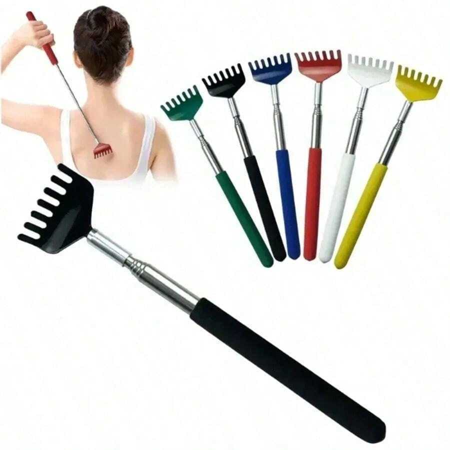 1/2pcs Extendable Back Scratcher, Telescopic Itch Scratcher With Ergonomic Handle - Long Reach Claw For Hard-To-Reach Spots, Senior & Office Relief Gift (Adjustable Length) - Multicolor - View 1