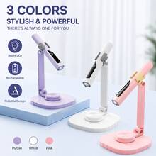 Cute Rechargeable Handheld Nail Lamp With Stand - UV LED Gel Dryer, LCD Display, Multiple Colors (Pink/White/Purple), Ideal Valentine's Day Gift For Her - Multicolor - View 1