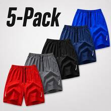 10Pcs, 5Pcs Men's Outdoor Sports Shorts, Thin Ice Silk Quick Drying Summer Running And Fitness Basketball Shorts, Loose And Breathable Casual Knee Length Shorts, Elastic Waist Shorts - 混色5Pcs - 查看 1