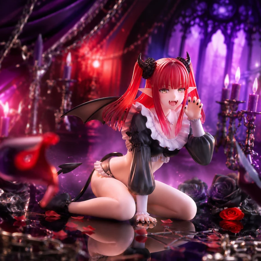 1 mô hình cô gái anime phong cách Gothic cao 22cm, chất liệu PVC. Váy đen tím với tạp dề trắng, tất ren cao đến đùi, vòng cổ và chân váy dây xích trang trí, phù hợp cho những người yêu thích phong cách lãng mạn u tối, dùng để trang trí bàn làm việc. - Nhiều màu - Xem 1