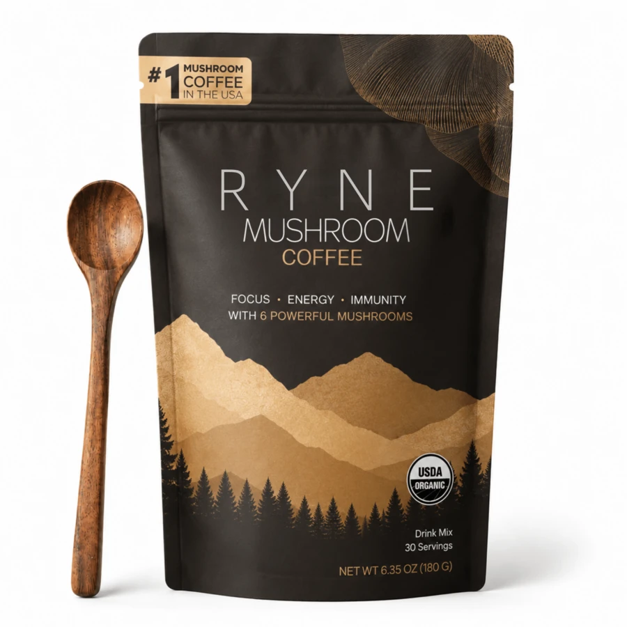 RYNESUPERFOODSMushroom Medium Roast Coffee Starter Kit, USDA Organic Instant Coffee With 6 Adaptogenic Mushrooms And For Energy, Focus, Digestion, Immunity With Lions Mane & Turkey Tail 30 Serving Weight Loss Free Shipping Wellness Vitamins Supplements Chlorophyll Creatina Monohidratada Vitamins Probiotics For Women Protein Powder Quick Ship Items Creatina Colageno - 30 phần ăn - Xem 1