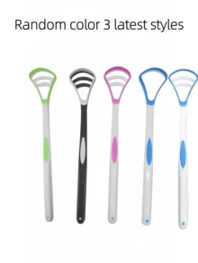 Bộ 3 cái/1 cái. Dụng cụ làm sạch lưỡi này được thiết kế để loại bỏ hiệu quả vi khuẩn, cặn thức ăn và các chất gây mùi hôi trên bề mặt lưỡi. Như hình ảnh so sánh cho thấy, nó có thể làm sạch lưỡi bẩn, giúp lưỡi sạch sẽ và khỏe mạnh, cải thiện đáng kể sức khỏe răng miệng và giảm mùi hôi. - Nhiều màu - Xem 8