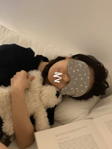 1件情侶舒適絲綢睡眠眼罩，放鬆星形圖案遮光眼罩 - 彩色 - 查看 6