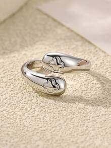Minimalist Stainless Steel Geometric Water Drop Adjustable Open Ring For Women - Multicolor - View 19