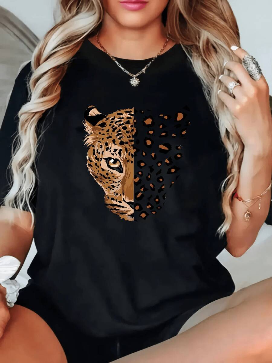 Camiseta de mujer para primavera y verano - Negro - Ver 1