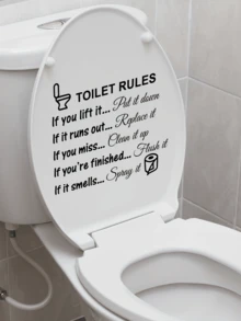 1 pieza Pegatina autoadhesiva para inodoro, diseño de reglas de baño de plástico, fácil de aplicar y quitar, adecuado para decoración del hogar y regalos navideños - multicolor - Ver 1
