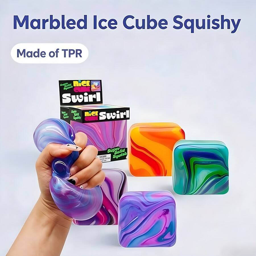NeeDoh Nice Cube Swirl - Twist And Turn For An Ultimate Sensory Experience! Each Cube Has A Unique Swirl Color Combination, Just Like Your Own Personalized. Every Squeeze Will Restore It To A Square Shape, Bringing Endless Visual And Tactile Fun! - Multicolor - View 1