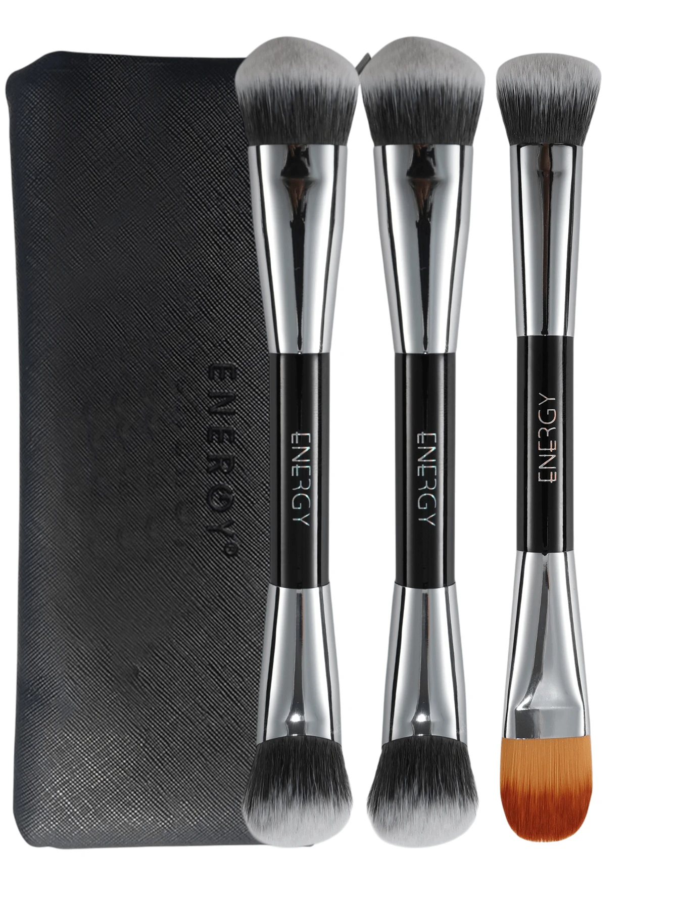 ENERGY Premium Single All-In-One Dual-Ended Beauty Tool - Black Handle With Iridescent Logo For Flawless Foundation, Contour & Concealing - Black - View 1