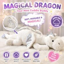 Dragon Stuffed Animals, Squishy Dragon Plush – Birthday Gifts, Graduation Gifts, Gifts For Boyfriend, 35.4in/45.2in Dragon Plushie, Kids & Adults Toys, Christmas Gifts, Pillows & Stocking Stuffers - 白色 - 查看 1