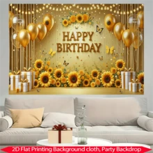 1 Stück Geburtstagsbanner mit Sonnenblumen Design, geeignet als Fotohintergrund, für Geburtstagspartys, den Garten, Wanddekoration Zuhause und Flurdekoration - A - Übersicht 10